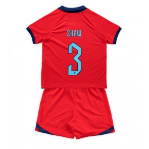 England Luke Shaw #3 Replica Away Stadium Kit for Kids World Cup 2022 Short Sleeve (+ pants)